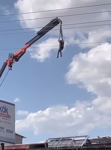 Konya’da vince binip havalandı! Sanayi sitesindeki tehlikeli anlar kameralarda