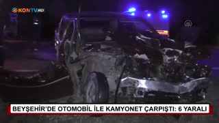 Beyşehir’de otomobil ile kamyonet çarpıştı: 6 yaralı 