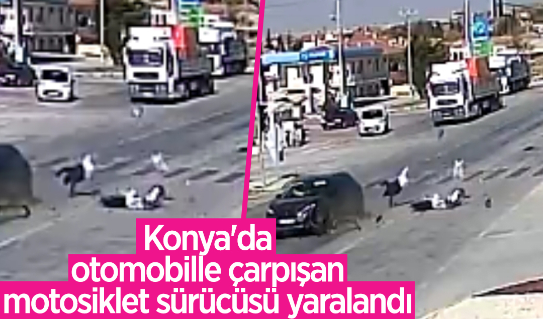 Konya’da otomobille çarpışan motosiklet sürücüsü yaralandı 