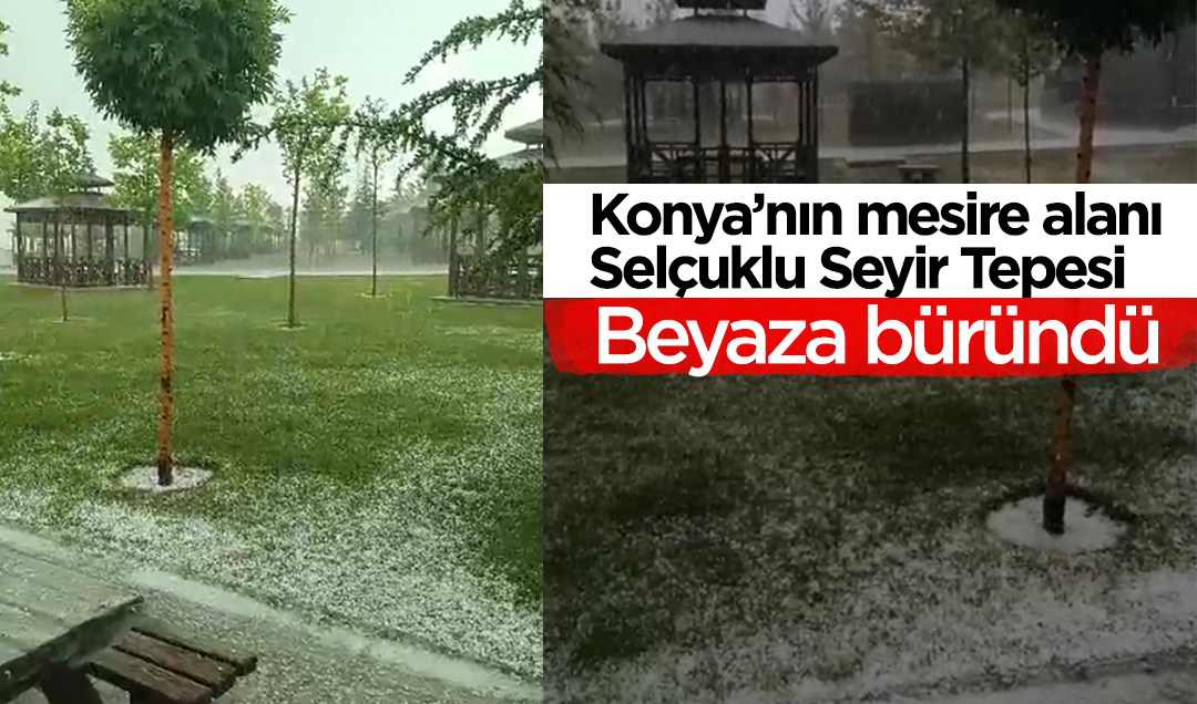 Konya’nın mesire alanı Selçuklu Seyir Tepesi beyaza büründü