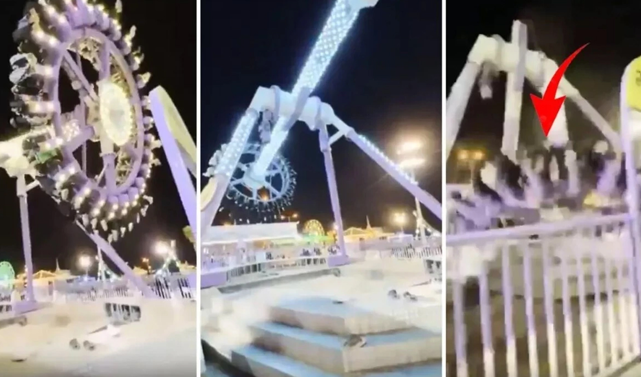 Lunaparktaki oyuncak yere çakıldı! O anlar kamerada