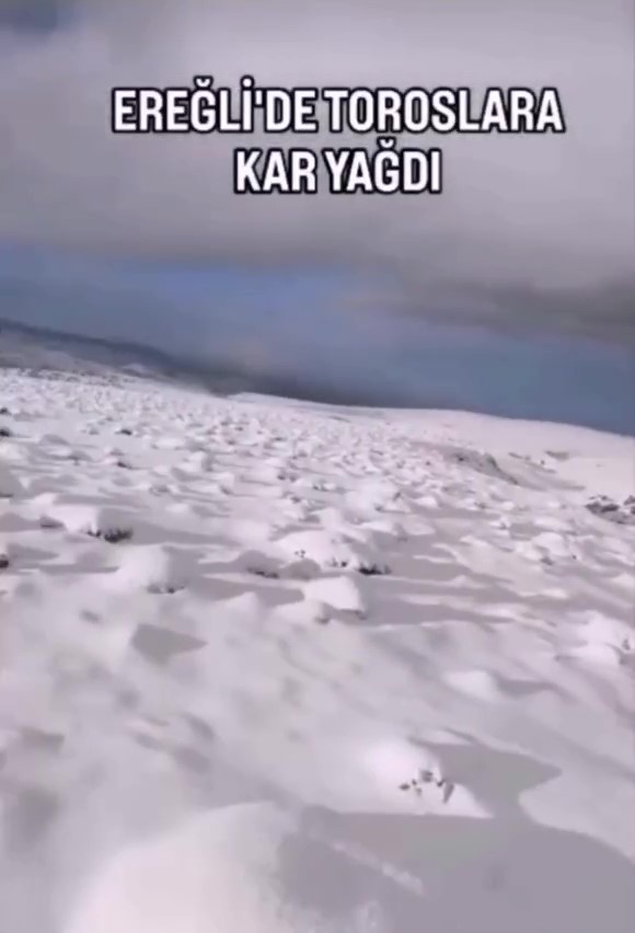 Konya’nın bir ilçesine kar yağdı! 