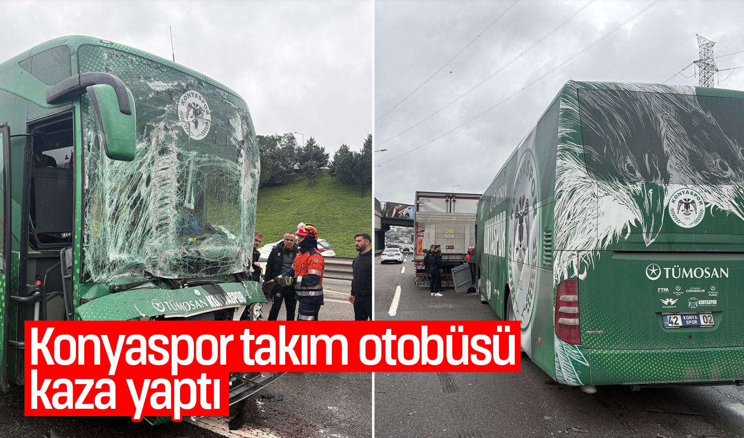 Konyaspor takım otobüsü kaza yaptı