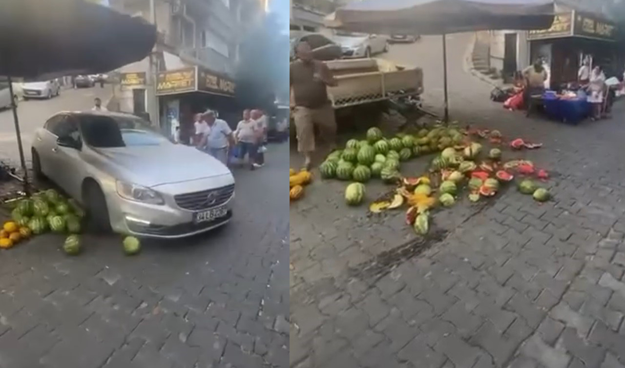 Lüks aracıyla girdiği pazar tezgahını darmadağın etti! O anlar kamerada 