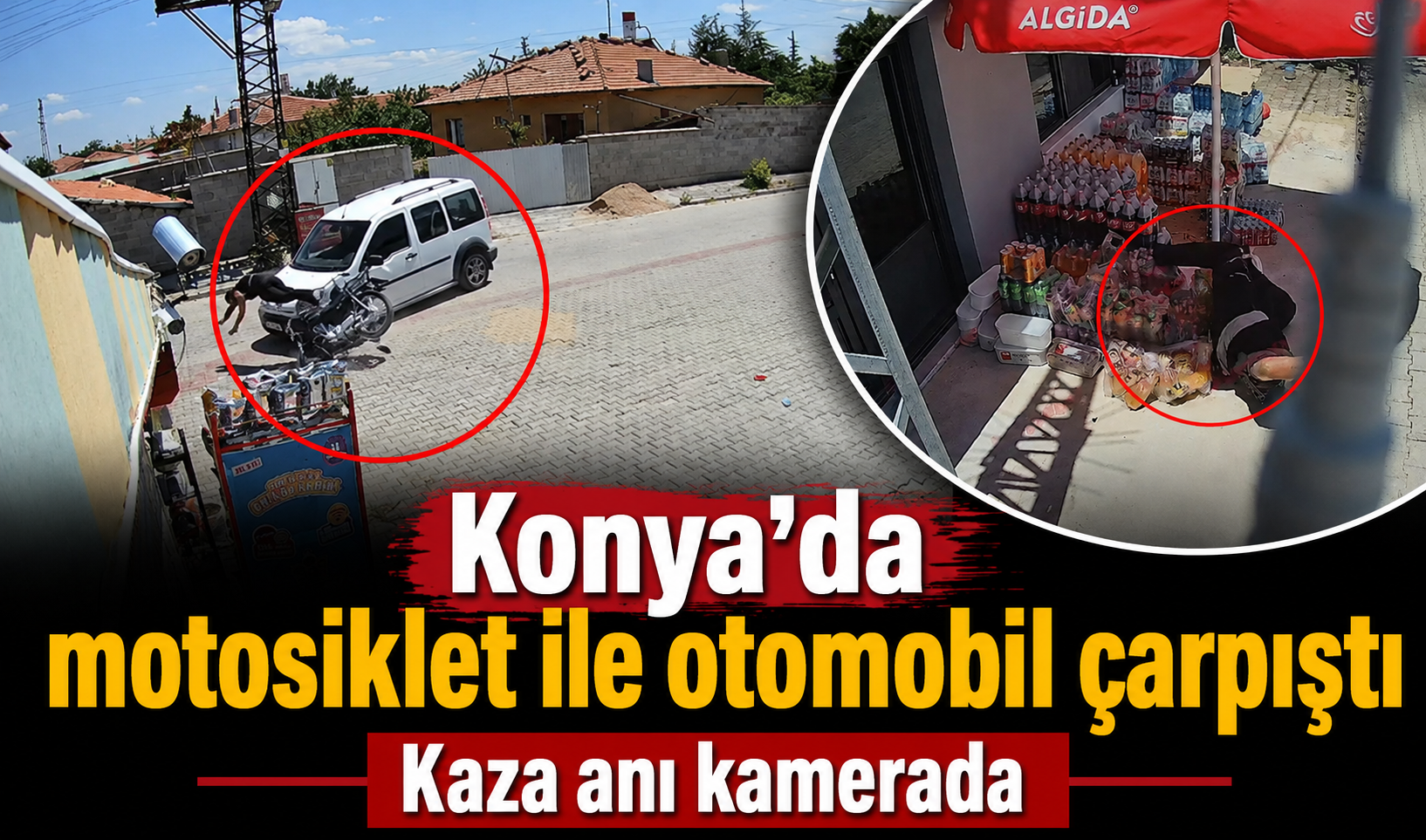 Konya’da motosiklet ile otomobil çarpıştı: Kaza anı kamerada