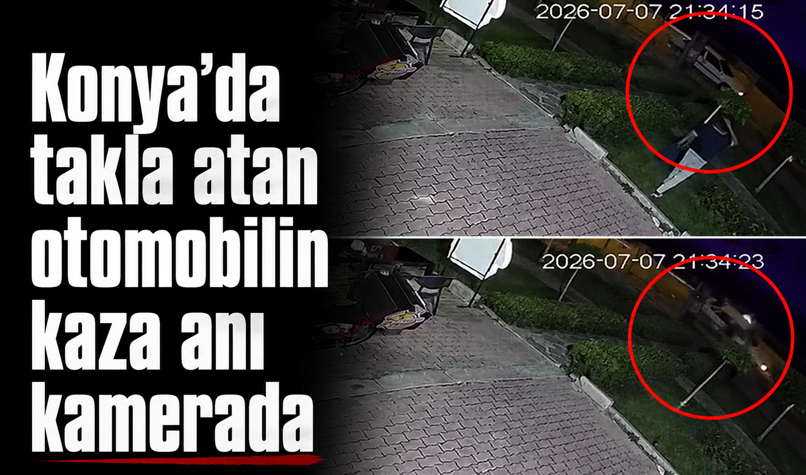 Konya’da takla atan otomobilin kaza anı kamerada