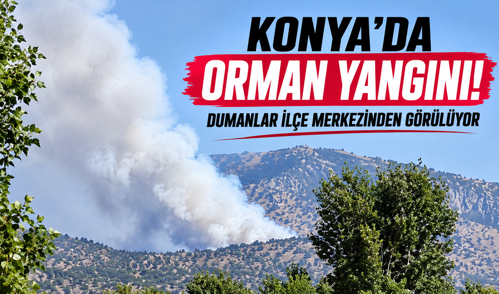 Konya’da orman yangını! Dumanlar ilçe merkezinden görülüyor