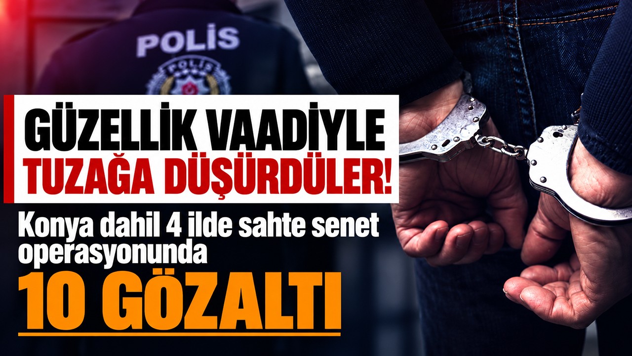 Güzellik vaadiyle tuzağa düşürdüler! Konya dahil 4 ilde sahte senet operasyonunda 10 gözaltı