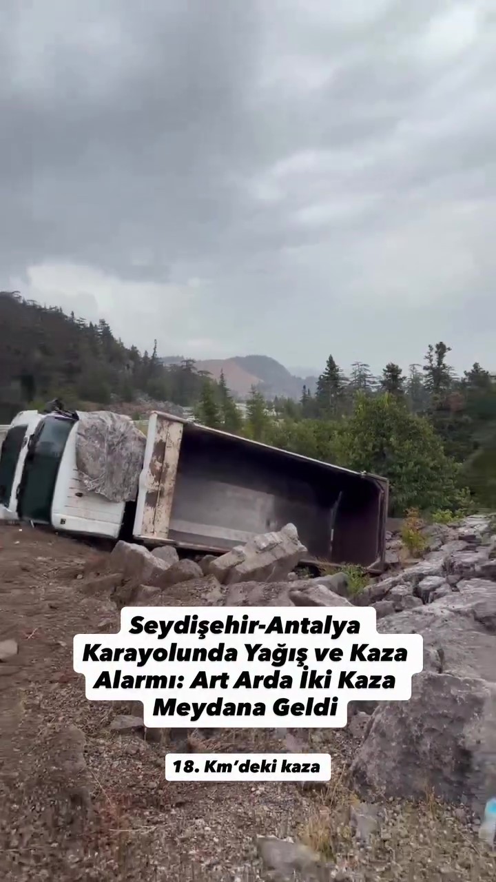 Konya’dan Antalya’ya giden yolda korkutan anlar! Peş peşe iki kaza