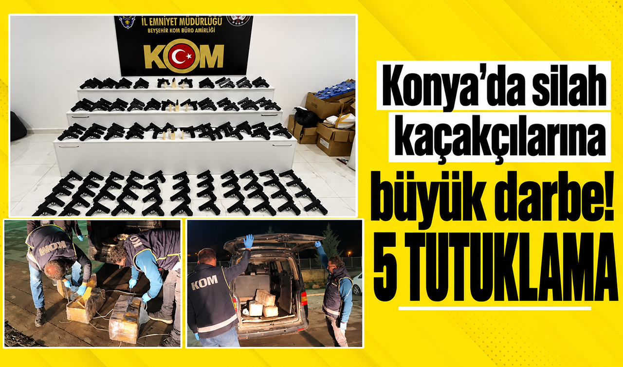Konya’da silah kaçakçılarına büyük darbe! 5 tutuklama